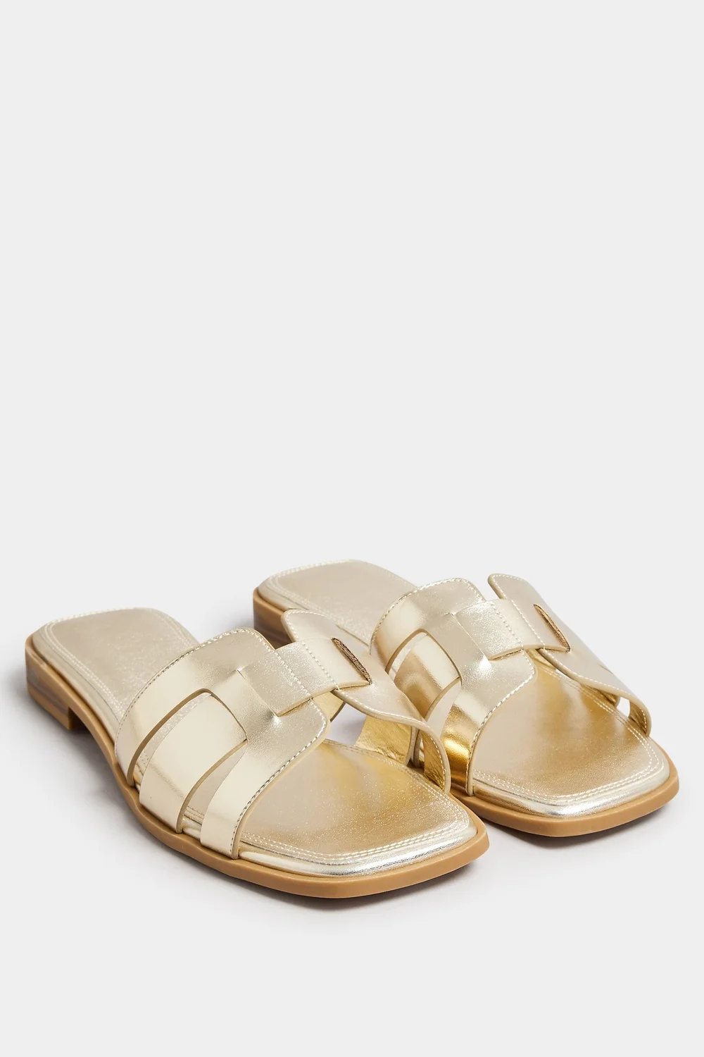 Yours Gold Cut Out Mule Sandals In Extra Wide EEE Fit - 5 Extra Wide Image 2