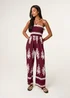 Blue Vanilla Burgundy Strapless Shirred Waist Jumpsuit - Medium/Large Image 1