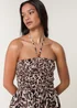 Blue Vanilla Brown Leopard Print Shirred Waist Jumpsuit - M/L Image 3