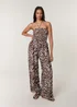 Blue Vanilla Brown Leopard Print Shirred Waist Jumpsuit - M/L Image 4
