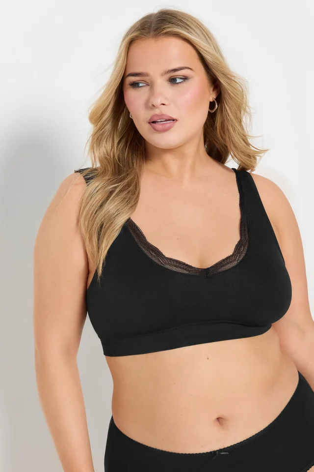 Yours 2 Pack Black & White Lace Trim Seamless Bralette
