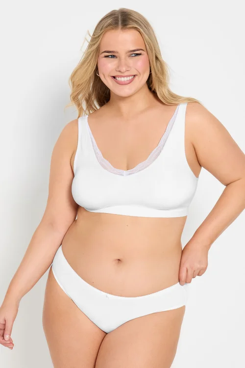 Yours 2 Pack Black & White Lace Trim Seamless Bralette - Size 26-28 Clothing Image 3