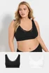 Yours 2 Pack Black & White Lace Trim Seamless Bralette - Size 26-28 Clothing Image 1