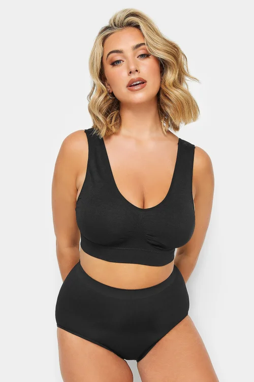 Yours 2 Pack White & Black Seamless Padded Non-Wired Bralettes - Size 16 Clothing Image 4