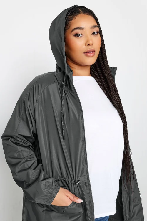 Yours Curve Dark Grey Lightweight Parka Jacket - 22-24 Image 4