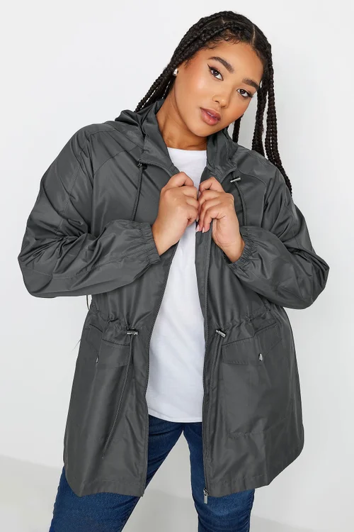 Yours Curve Dark Grey Lightweight Parka Jacket - 22-24 Image 1