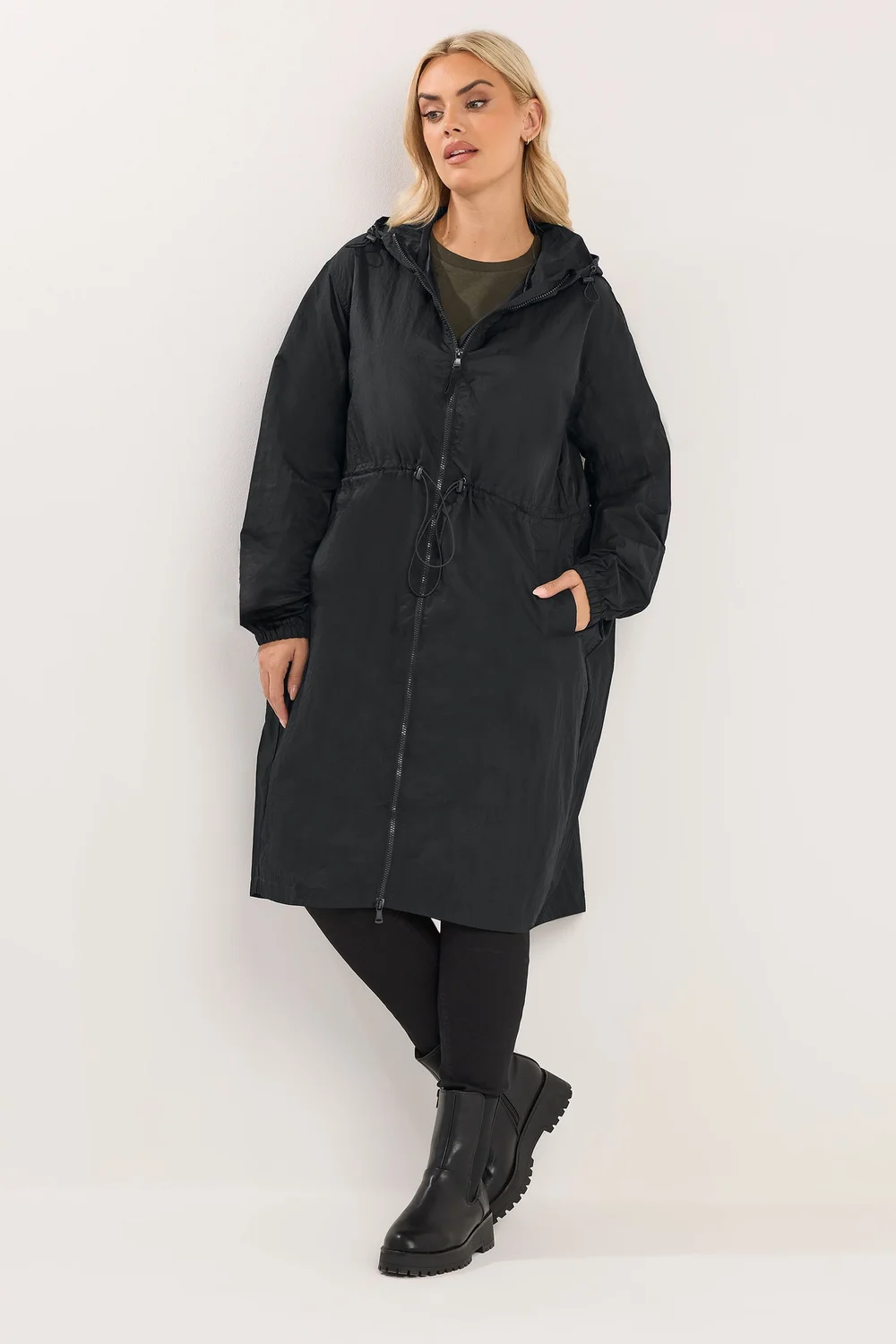 Yours Curve Black Lightweight Longline Parka Jacket - 16 Image 2