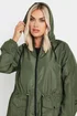 Yours Curve Khaki Green Drawstring Lightweight Parka Jacket - 18 Image 4