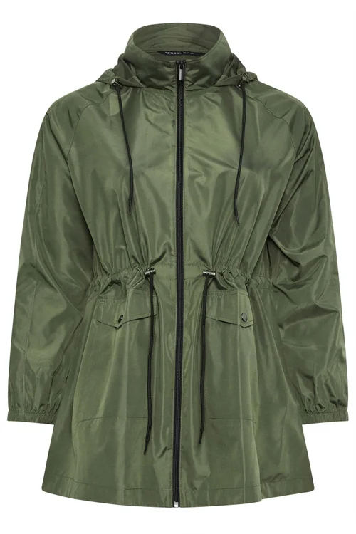 Yours Curve Khaki Green Drawstring Lightweight Parka Jacket - 18 Image 5