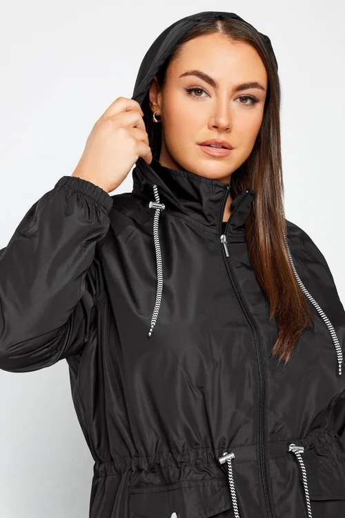 Yours Curve Black Drawstring Lightweight Parka Jacket - 20 Image 4