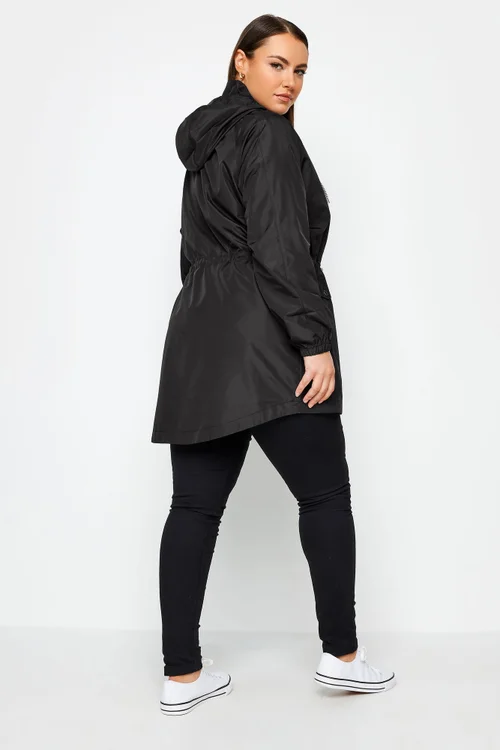 Yours Curve Black Drawstring Lightweight Parka Jacket - 20 Image 3