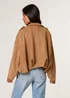 Blue Vanilla Tan Suedette Puffball Jacket - S/M Image 4