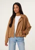 Blue Vanilla Tan Suedette Puffball Jacket - S/M Image 1