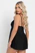 Yours Curve Black Mesh Panel Tummy Control Swim Dress - Size 20 Clothing Image 4