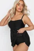 Yours Curve Black Mesh Panel Tummy Control Swim Dress - Size 20 Clothing Image 5