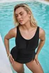 Yours Curve Black Ruched Mesh Tummy Control Swimsuit - Size 18 Clothing Image 1