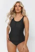 Yours Curve Black Ruched Mesh Tummy Control Swimsuit - Size 18 Clothing Image 2