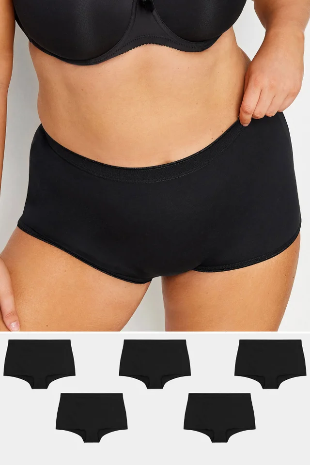 Yours 5 Pack Curve Black High Waisted Shorts