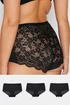 Yours 3 Pack Curve Black Lace Full Briefs - 34-36 Image 1