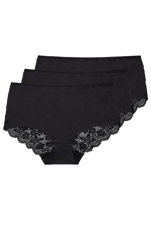 Yours 3 Pack Curve Black Lace Full Briefs - 34-36 Image 4