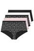 Yours Curve 5 Pack Black & Pink Bow Print Full Briefs - 34-36 Image 5