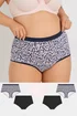 Yours 5 Pack Curve Navy Blue Leopard Print Full Briefs - 38-40 Image 1