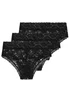 Yours Curve 3 Pack Black Lace Brazilian Briefs - 34-36 Image 5