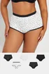 Yours 5 Pack Curve Black & White Star Print High Waisted Shorts - 26-28 Image 1