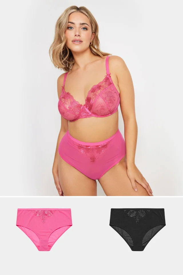 Yours 2 Pack Curve Pink & Black Briefs