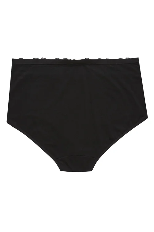 Yours 4 Pack Curve Black Lace Trim High Waisted Full Briefs - Size 34-36 clothing Image 3