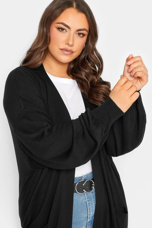 Yours Curve Black Balloon Sleeve Fine Knit Cardigan - Size 34-36 clothing Image 4