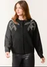 Blue Vanilla Black Diamante Detailed Leaf Branch Cardigan - Small/Medium Image 1