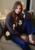 Blue Vanilla Brown Daisy Large Flower Cardigan - Medium/Large Image 3
