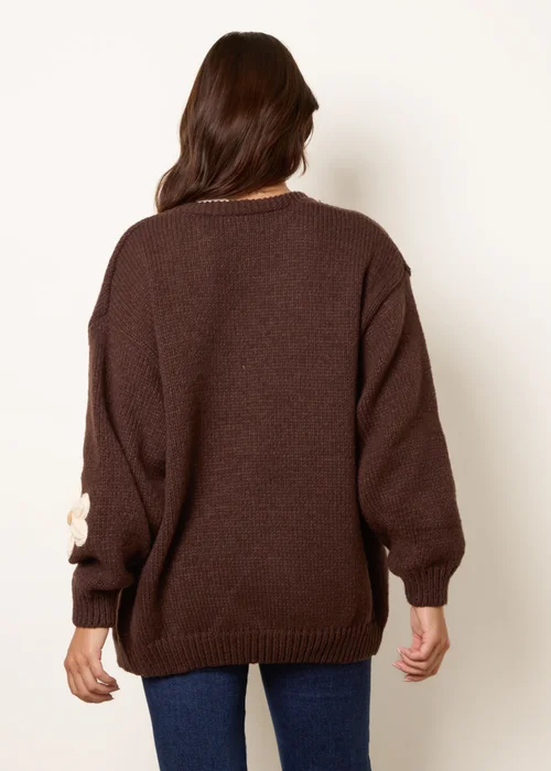 Blue Vanilla Brown Daisy Large Flower Cardigan - M/L Image 4