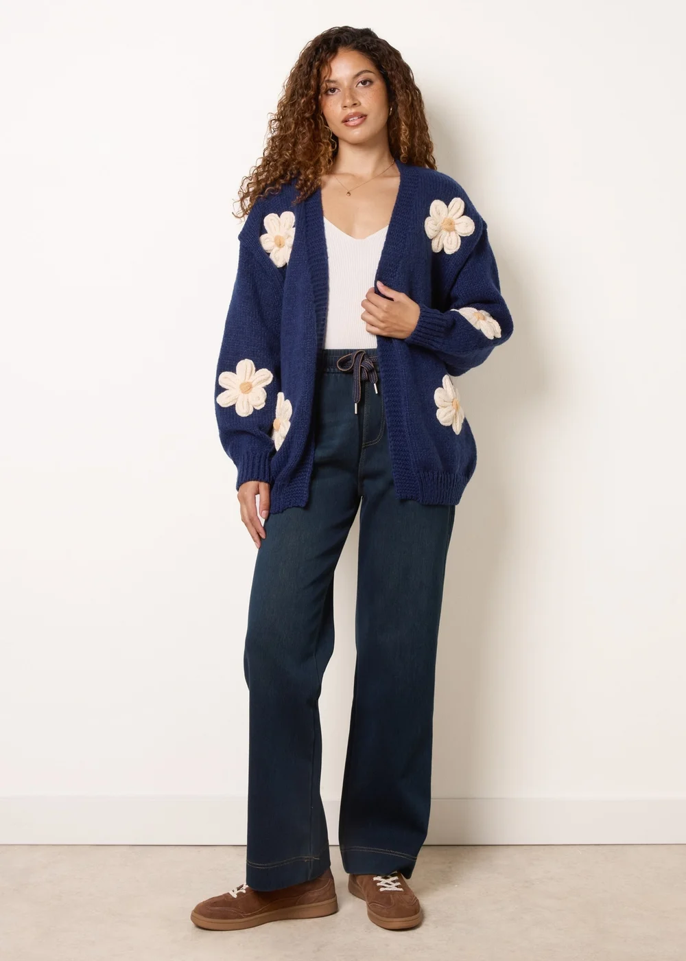Blue Vanilla Navy Daisy Large Flower Cardigan - S/M Image 3