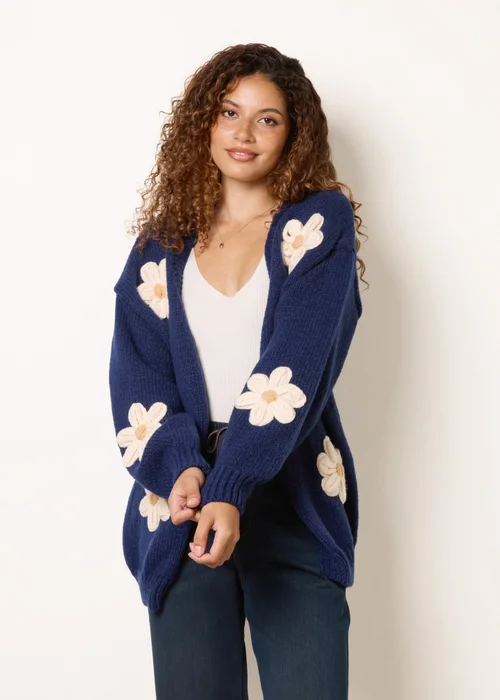Blue Vanilla Navy Daisy Large Flower Cardigan - S/M Image 1