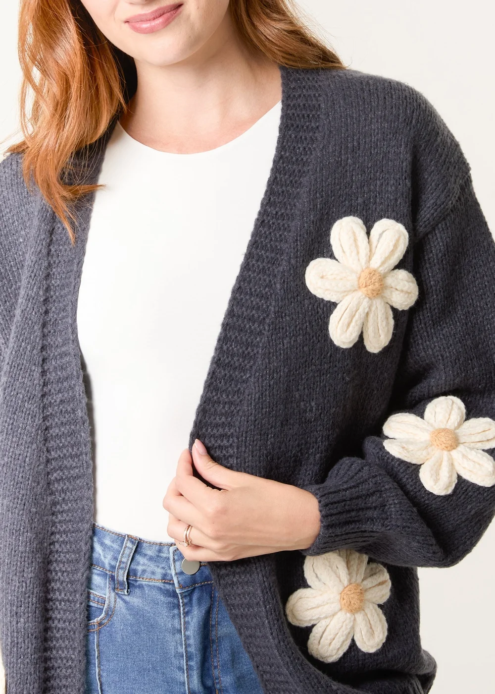 Blue Vanilla Navy Daisy Large Flower Cardigan - Small/Medium Image 3