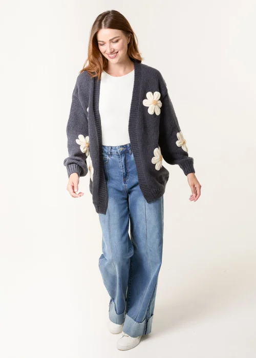 Blue Vanilla Navy Daisy Large Flower Cardigan - Small/Medium Image 2