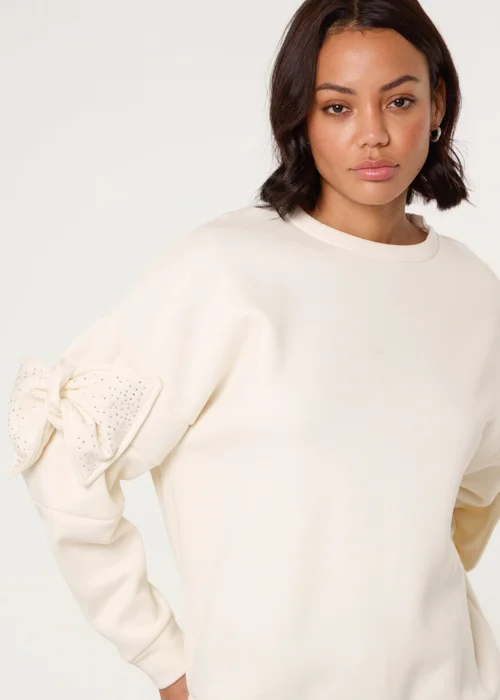 Blue Vanilla Ivory Bow Sleeve Sweatshirt - Small/Medium Image 3
