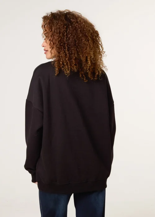 Blue Vanilla Black Rhinestone Lips Sweatshirt - One Size Image 4