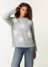 Blue Vanilla Grey Jumper With Embroidered Flowers - Medium/Large Image 1