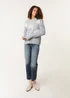Blue Vanilla Grey Jumper With Embroidered Flowers - Medium/Large Image 3