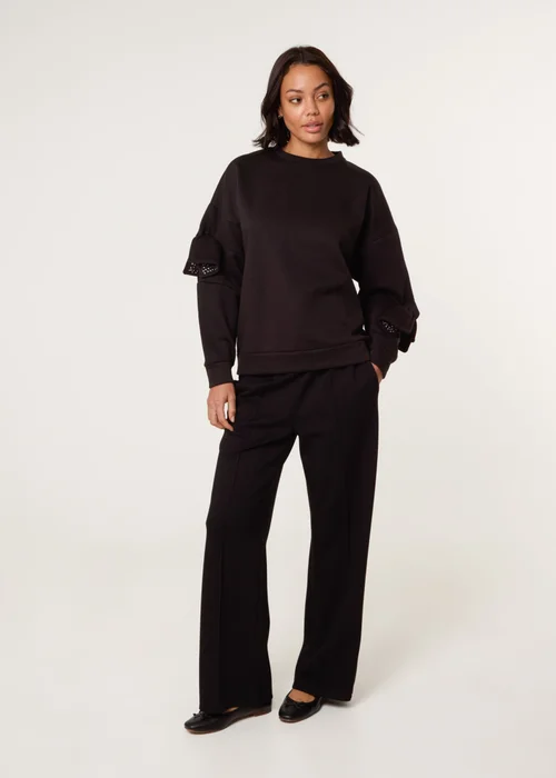 Blue Vanilla Black Bow Sleeve Sweatshirt - Small/Medium Image 2