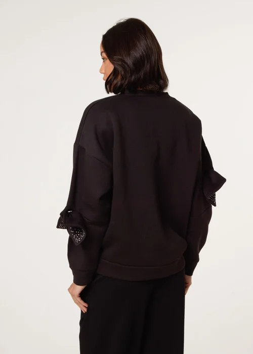 Blue Vanilla Black Bow Sleeve Sweatshirt - Small/Medium Image 4