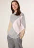 Blue Vanilla Grey Argyle Knitted Crew Neck Jumper - One Size Image 1