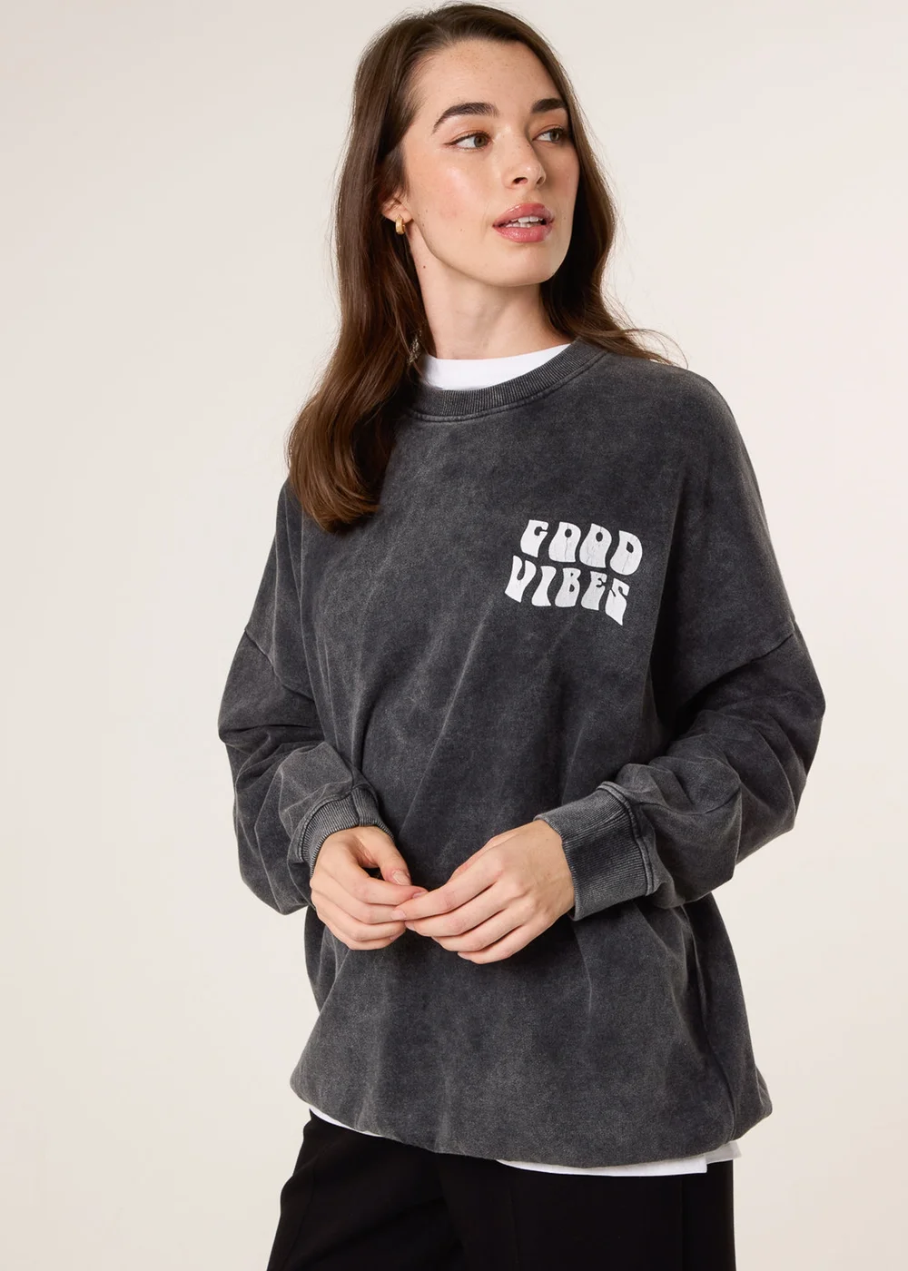 Blue Vanilla Grey Good Vibes Sweatshirt - One Size Image 1