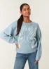 Blue Vanilla Blue Embroidered Design Jumper - Small/Medium Image 1