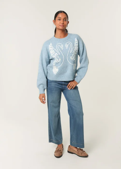 Blue Vanilla Blue Embroidered Design Jumper - Small/Medium Image 3