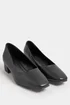 Yours Black Faux Leather Block Heel Court Shoes In Extra Wide EEE Fit - 5 Extra Wide Image 2