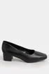 Yours Black Faux Leather Block Heel Court Shoes In Extra Wide EEE Fit - 5 Extra Wide Image 3
